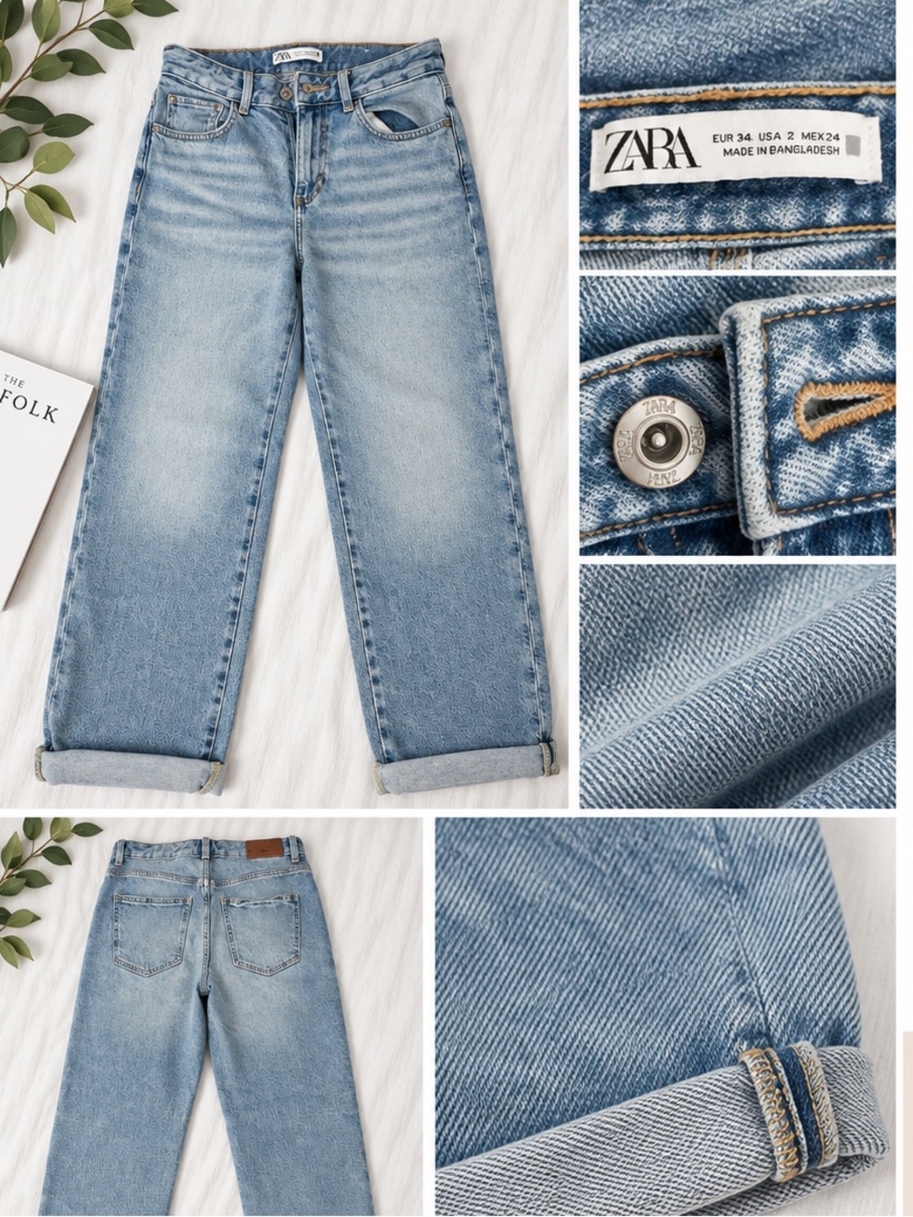 ZARA Light Blue High Rise Straight Leg Jeans